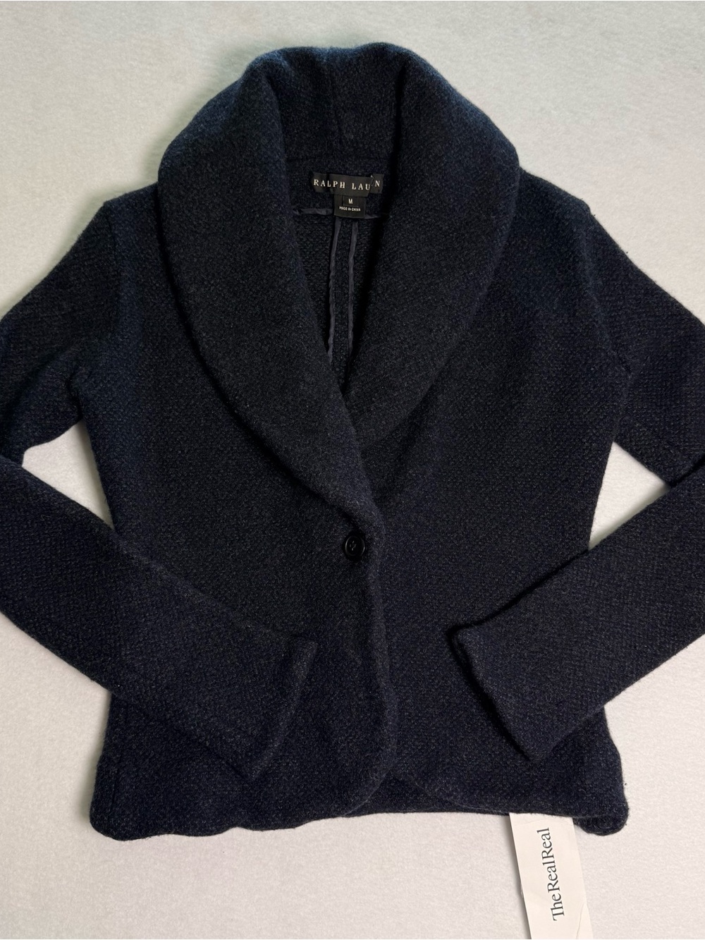 Ralph Lauren Navy Shawl-Collar Button Cardigan